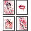 Actrice, rouge à lèvres, bouteille de parfum française, talon haut, impression sur papier, 4 pièces-97782504-97782501