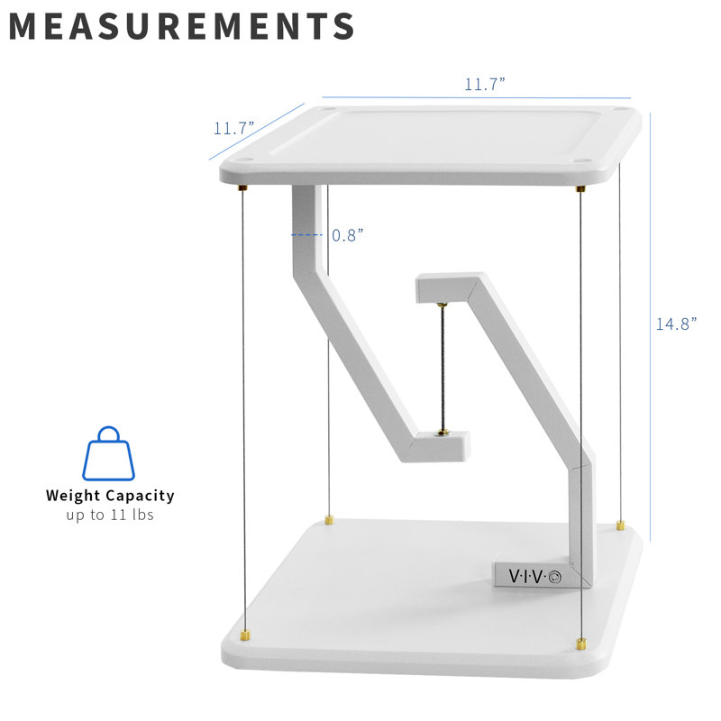 VIVO Universal White 12" Tensegrity Speaker Stand, Floating Tabletop Platform