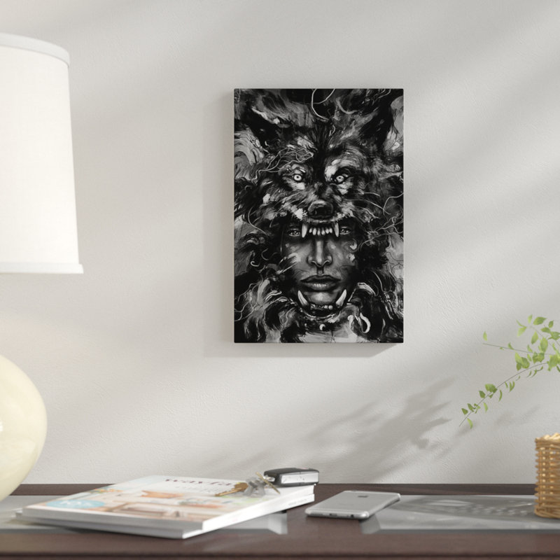 «Empress Wolf», impression sur toile, H 40 po x l 26 po x P 1,5 po, Toile tendue, Blanc