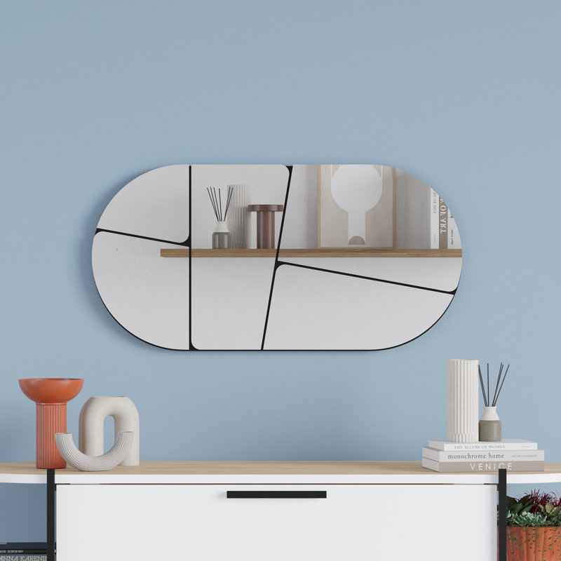 Marzario Oval Wall Mirror, Black