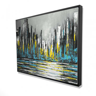 Abstract Blue Skyline Print On Canvas