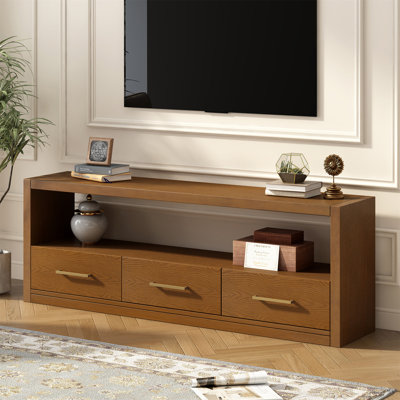 Mirod Stylish TV Stand With Ample Storage,Classic Design With Three Drawers And Spacious Surface,Minimalist Metal Handles,Versatile As TV Console Or Side Cabinet