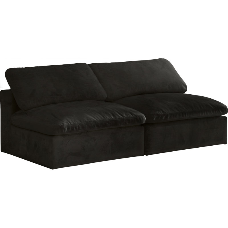 Millersburg 78'' Velvet Loveseat, Black Velvet