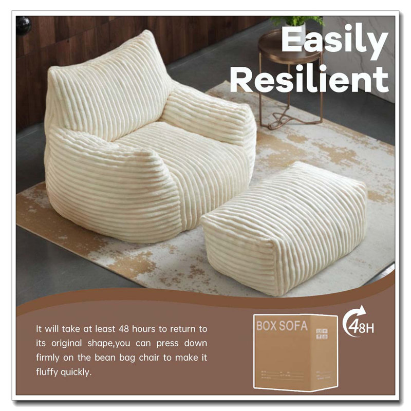 Sofa Chair with Ottoman, White