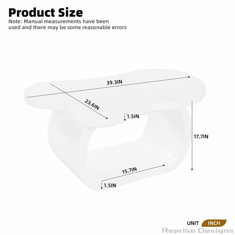 Table basse Modern Cloud avec plateau de table épais de 1,5 pouce, forme irrégulière unique et finition lisse pour une décoration intérieure élégante