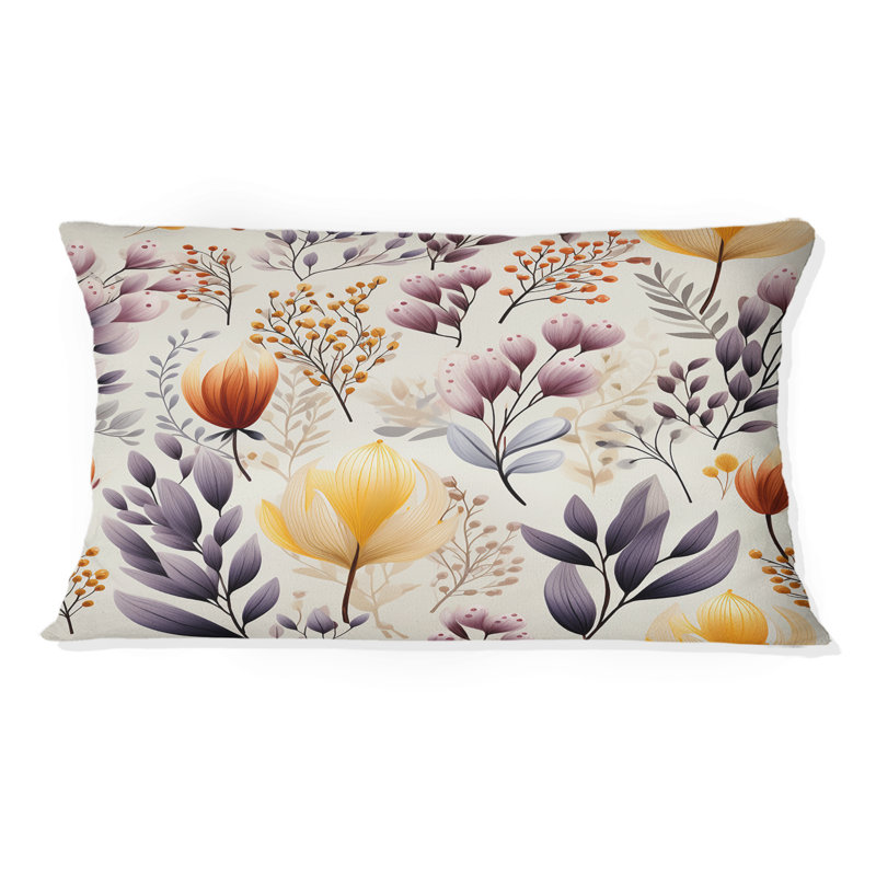 Coussin décoratif mauve à motif floral mauve antique