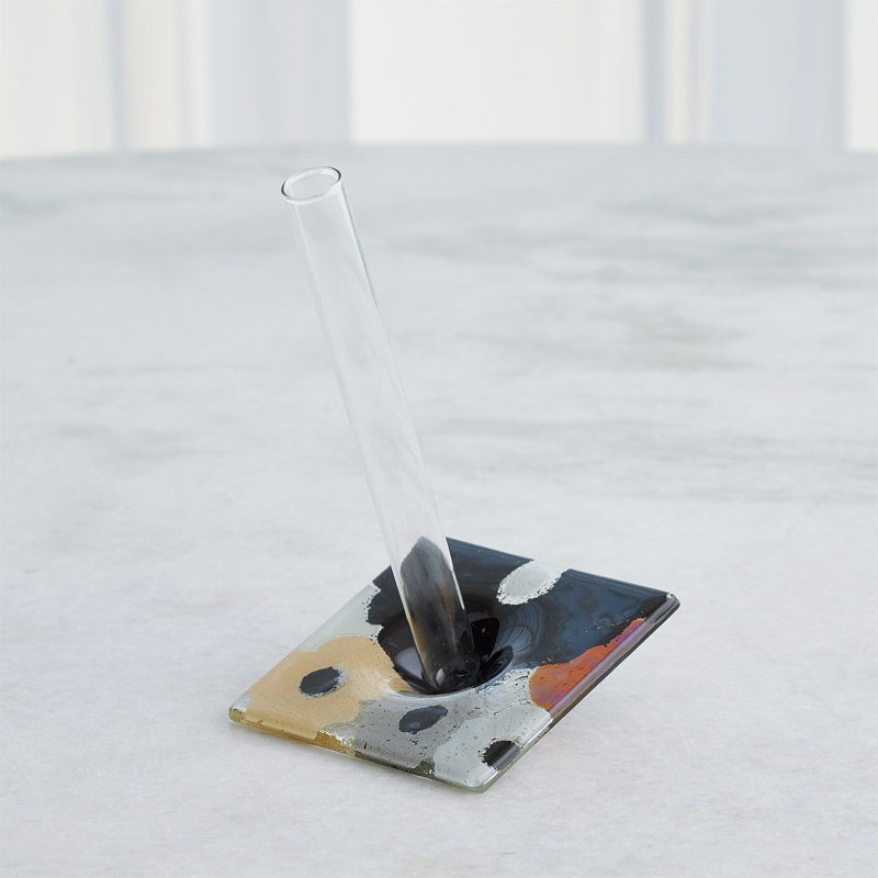 Fused Floral Vase-Neutral
