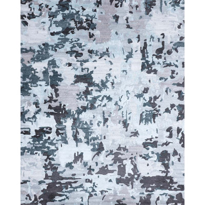 Camouflage Area Rug in Dark Gray/Light Blue