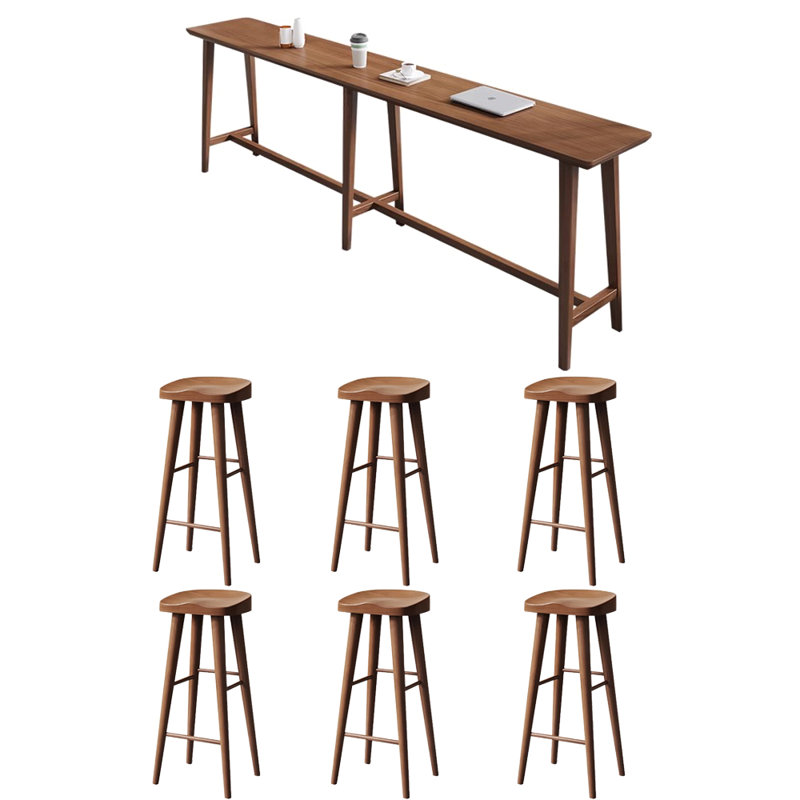 Tables et chaises de comptoir en bois massif, 7, H 41,30 po x l 15,70 po x P 94,40 po