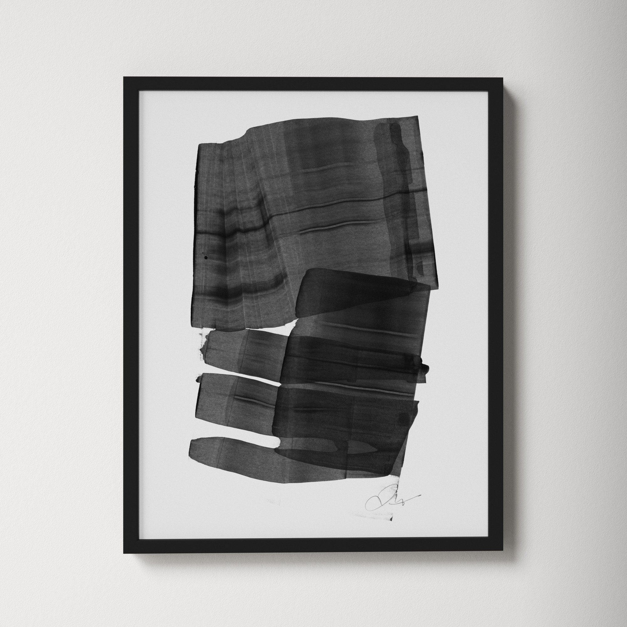 Brushstroke 5 by Jacques Pilon, 20" H x 16" W x 1.25" D, Black