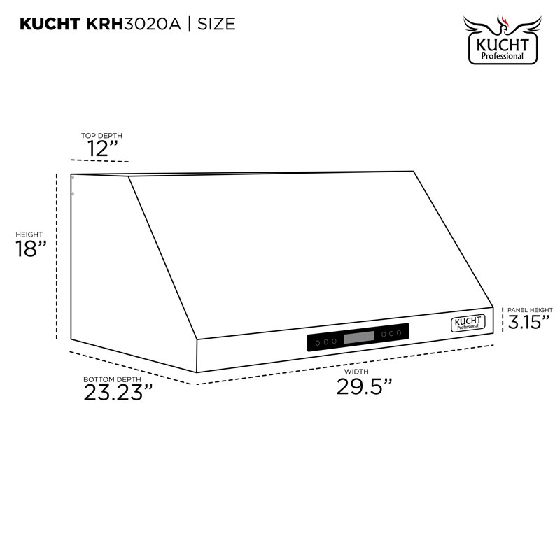 Hotte sous un meuble 30 pouces KUCHT Pro Style 900 CFM, acier inoxydable, 30"