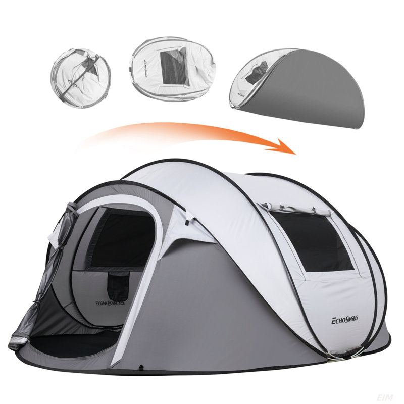 Tente de bateau escamotable pour 4-6 personnes, Blanc / Gris