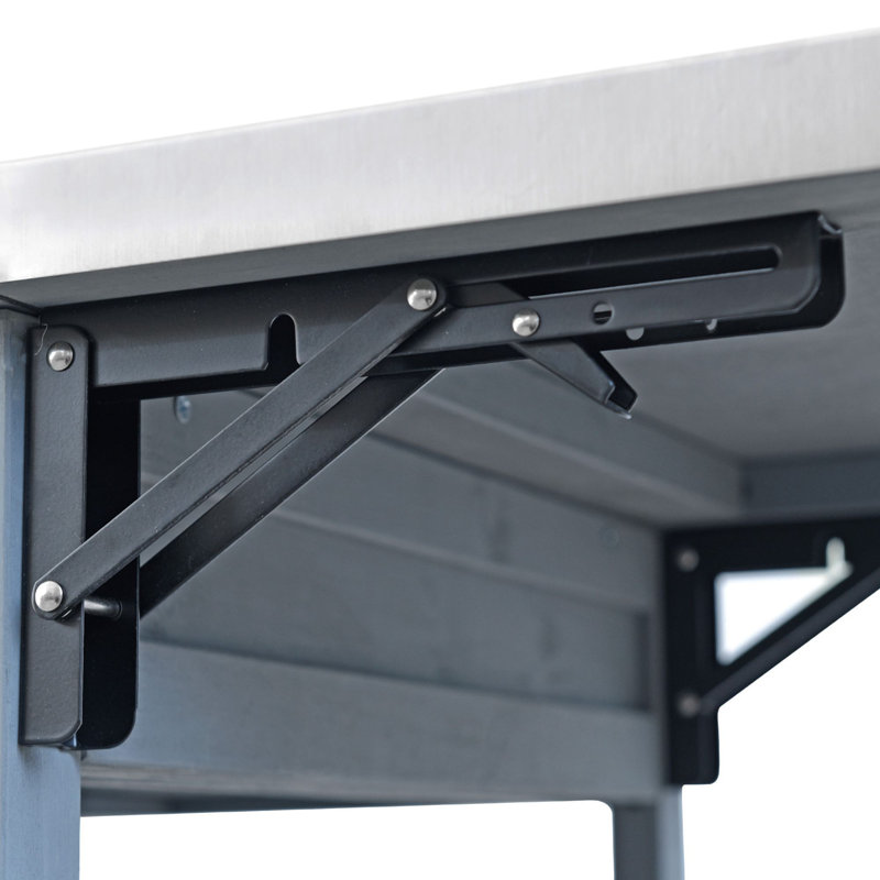 Chariot de cuisine à roulettes 40,5 "avec roues verrouillables, table de chariot de barbecue extérieure avec table d'appoint pliable, armoire de table de barbecue mobile avec abattant pour jardin, brun