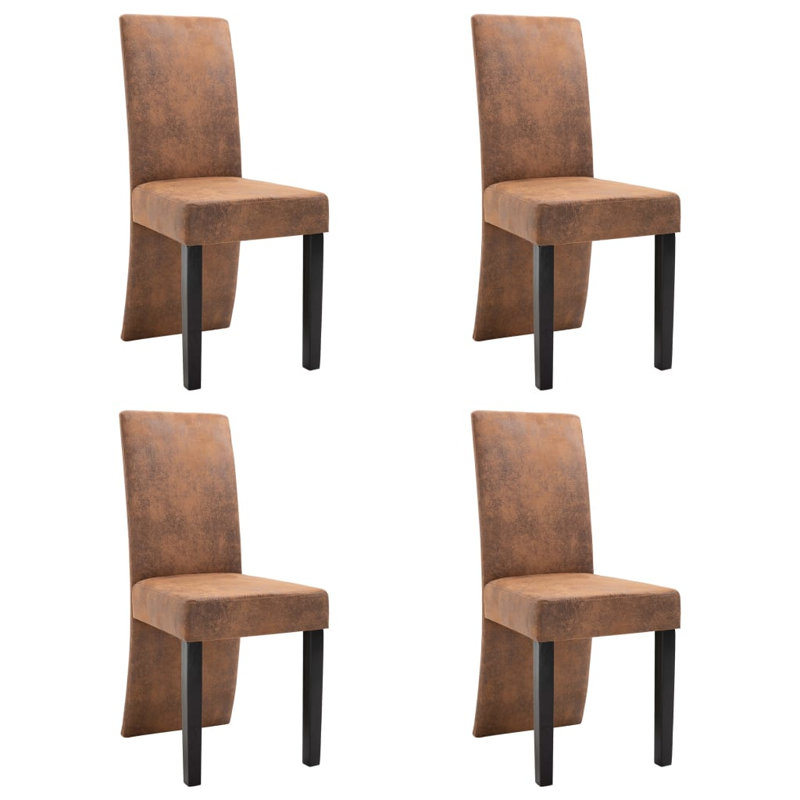 Dining Chairs Side Chair with Solid Wood Legs for Kitchen Faux Leather, Taupe Faux leather