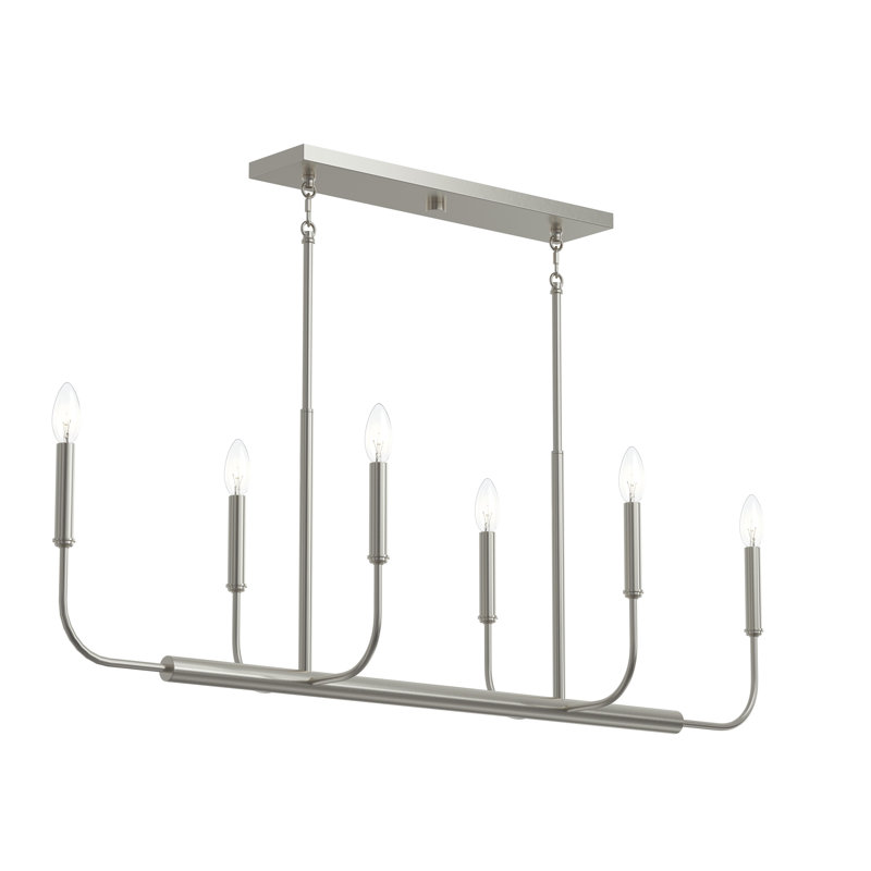 Reines 6-Light Brushed Nickel Linear Chandelier, Brushed Nickel