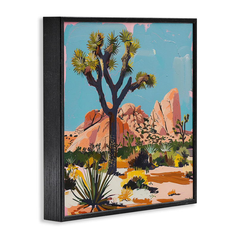 Arbre de Joshua moderne dans le désert, estampe numérique, design par Walker Noble, Giclée encadrée noir minuit