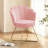 25" Wide Modern Upholstered Accent Chair Barrel Chair with Gold Metal Legs-1801004487