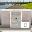 Light Grey 9 X 4ft Corrugated Galvanised Steel Garden Storage Shed, Outdoor Tool Shed With Sliding Lockable Doors & Vents