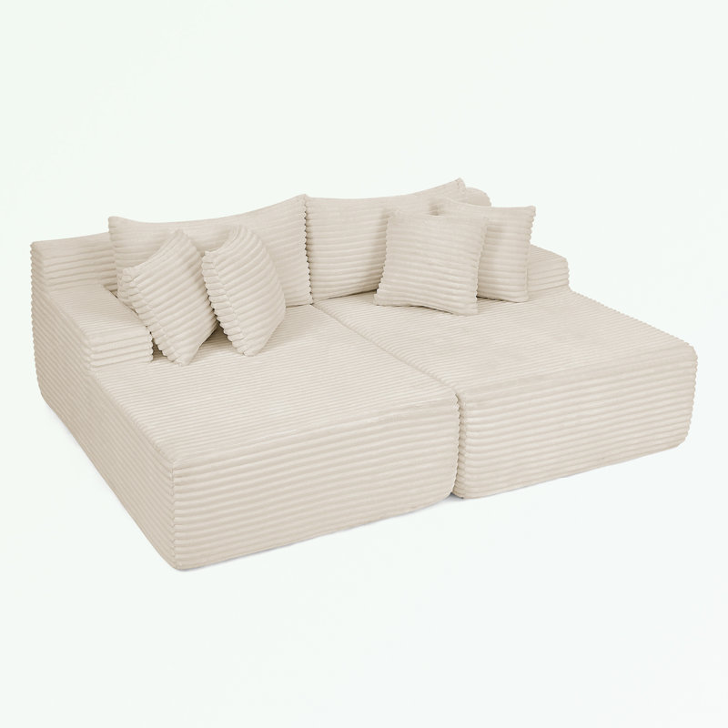 Canapé avec coussin moelleux et coussins, Beige