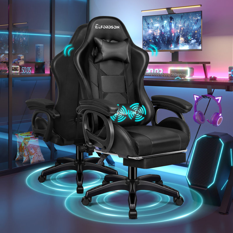 Metro Lane Gaming Chair with Headrest, Black