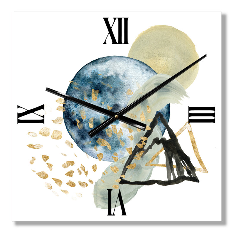 Horloge murale paysage minimaliste de montagnes avec lune II, Petit