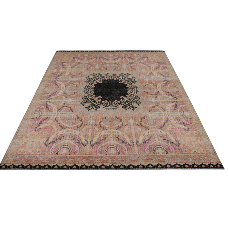 Distressed Homage Hand Knotted Wool Geometric Area Rug, Rectangle 12' x 15'