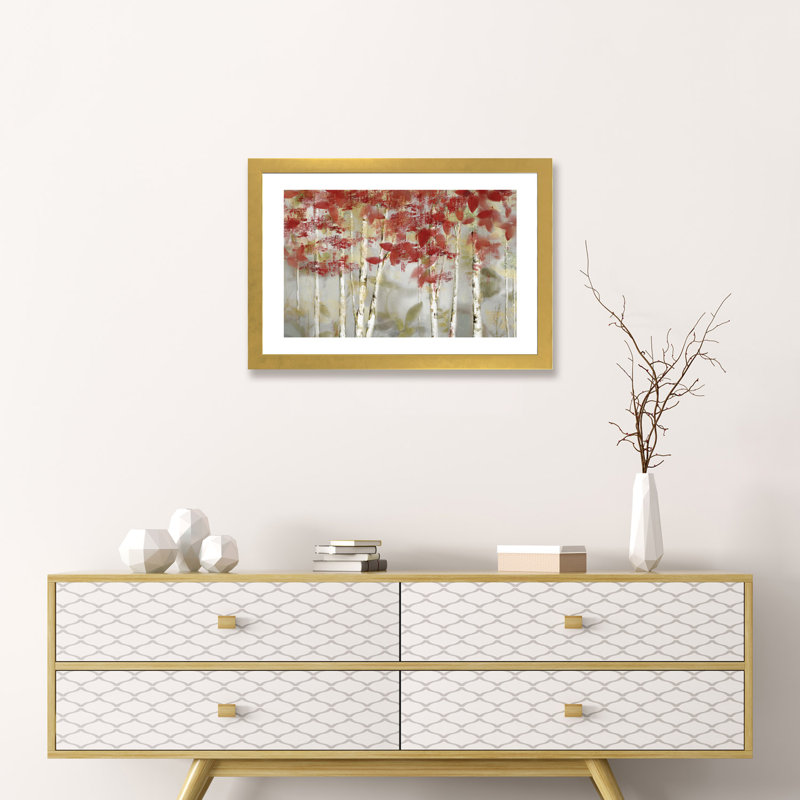 «Autumn Forest» - Impression encadrée sur papier, H 16 po x l 24 po x P 1 po, Papier beaux-arts encadré doré