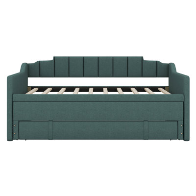 Zanaria Twin Size Upholstered Daybed with Trundle & Three Drawers -  Red Barrel StudioÂ®, 20C54F1225154590A923DC0547F795B0