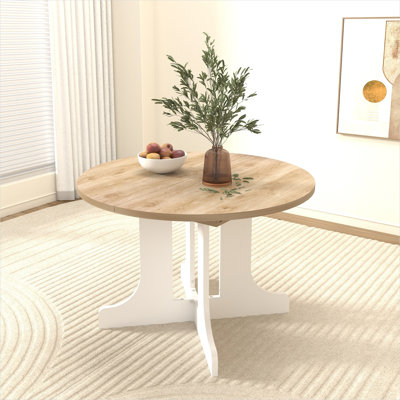 Table de salle à manger extensible en chêne blanc avec rallonge amovible, 59 po, sièges 4-6, style campagnard