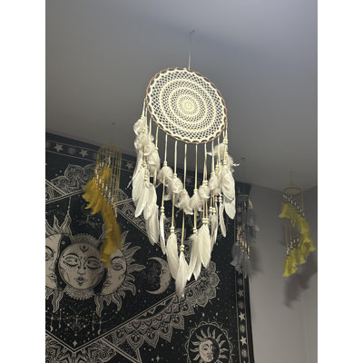 Dream Catchers Large Wall Hanging Decor, Colorful Lace with White Feather Big Dream Catcher for Wall Bedroom Adult
