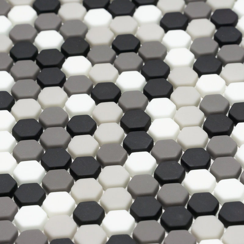 Milano 12" X 12" Glass Hexagon Mosaic Pattern Wall & Floor Tile, Gray Mix