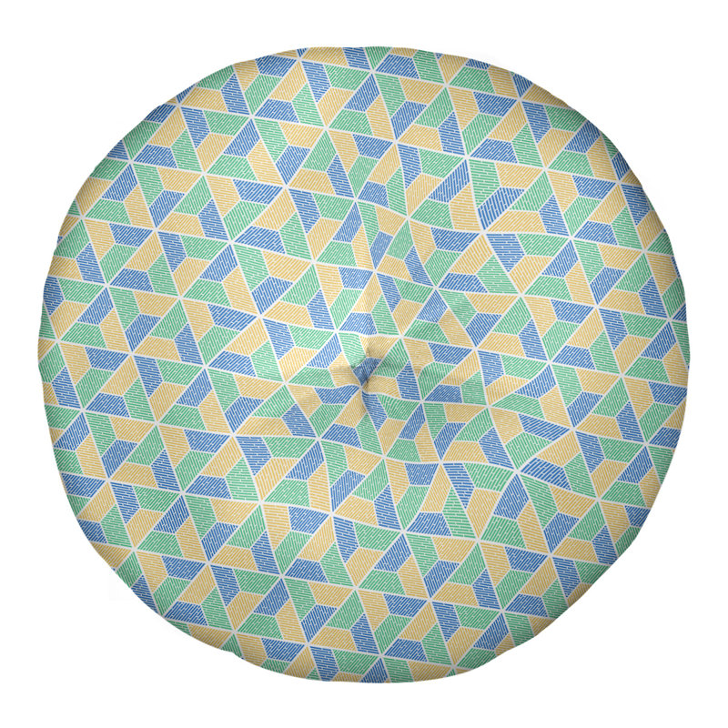 Oreiller de sol Katelyn Elizabeth Trapezoids, 26 po x 26 po, Bleu / vert