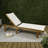 Lagunan Modern Adjustable Acacia Wood Outdoor Chaise Lounge Chair, Armless Reclining Patio Lounger with White Sling Seat for Poolside