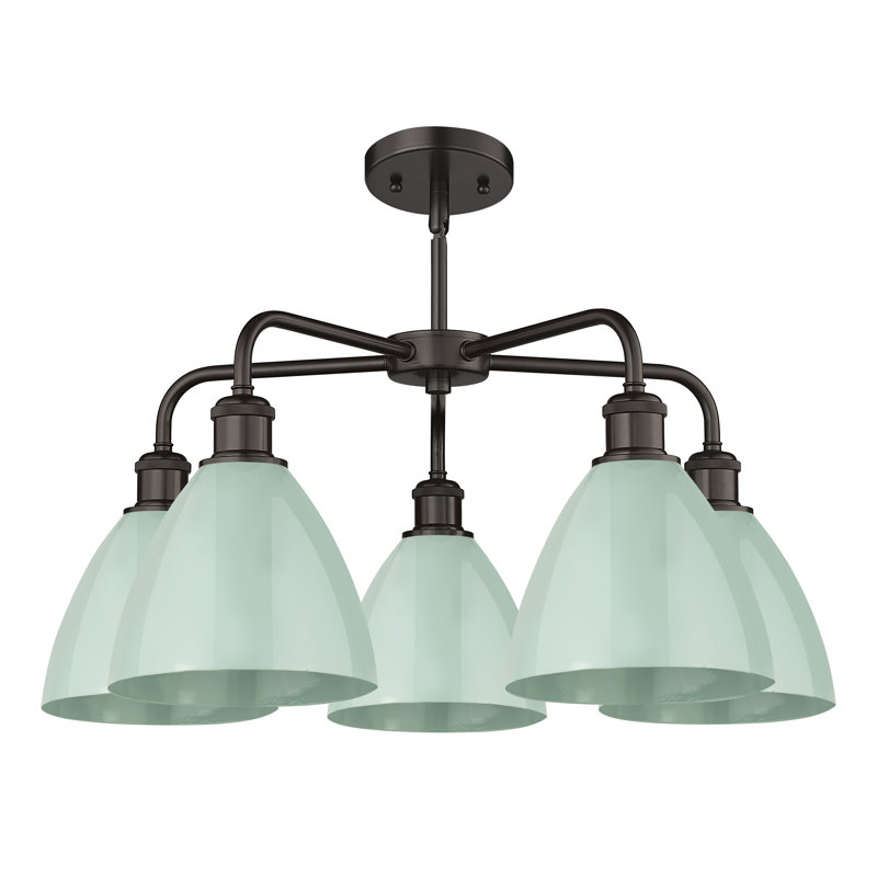 Lustre en dôme à 5 lumières Trickett, Écume de mer, Bronze huilé