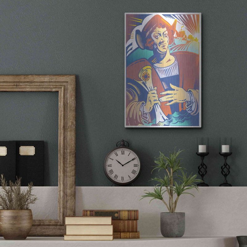 «Christopher Columbus» par David Chestnutt - reproduction d'art sur métal sans cadre, L 12 po x H 16 po