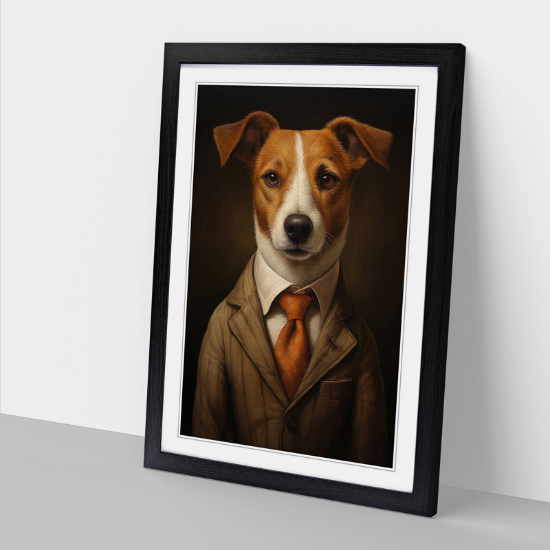 Jack Russell in a Suit 1 Piece Single Picture Frame Wall Art, 34cm H x 25cm W x 2cm D, Black