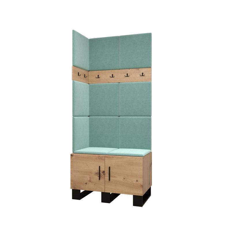 12 Pair Shoe Storage Cabinet, Brown/Mint