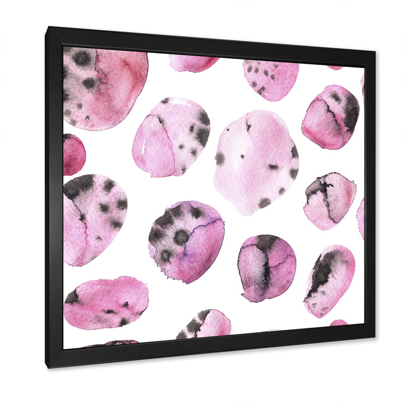 «Pink and Black Organic Shapes on White», impression sur toile, H 30 po x l 30 po x P 1 po, Cadre photo noir