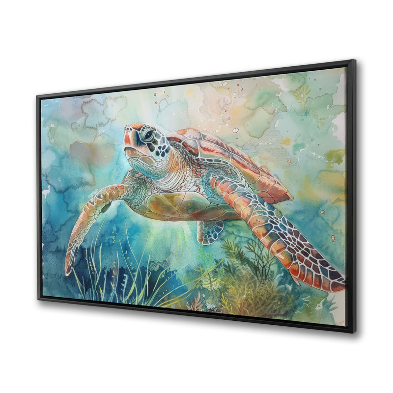 Tortue grise, art sur toile encadré pour une décoration intérieure élégante