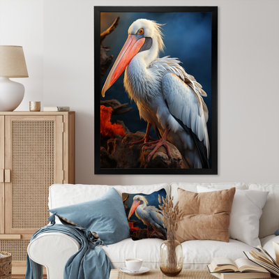 Corail blanc, animal, pélican - Reproduction d'art mural animaux