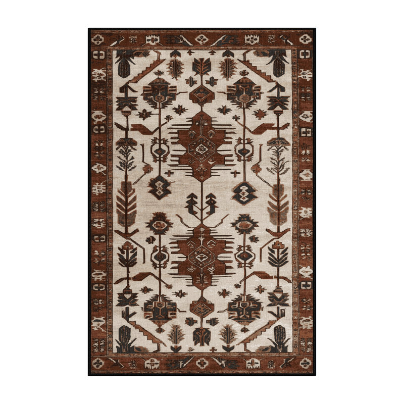 Tapis brun lavable à la machine, Rectangle 7 pi x 9 pi