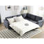 Canapé-lit en forme de L 6 places, cadre gris foncé, concept multifonctionnel, confort agréable et stable, espace de vie,