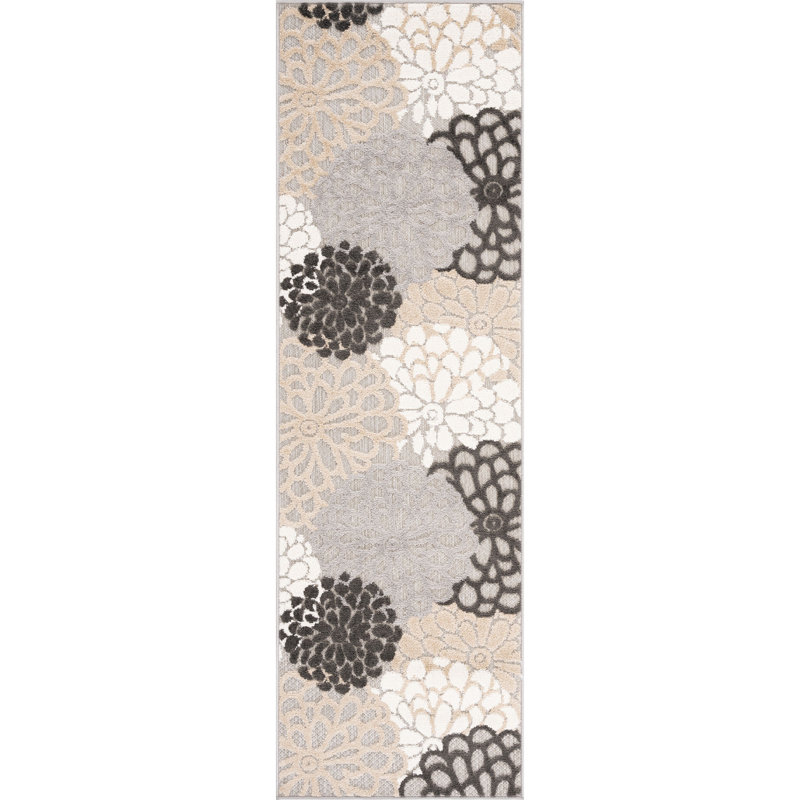 Shameekia Rectangle Shameekia Area Rug, Tapis de couloir 2 pi x 8 pi, Beige/gris