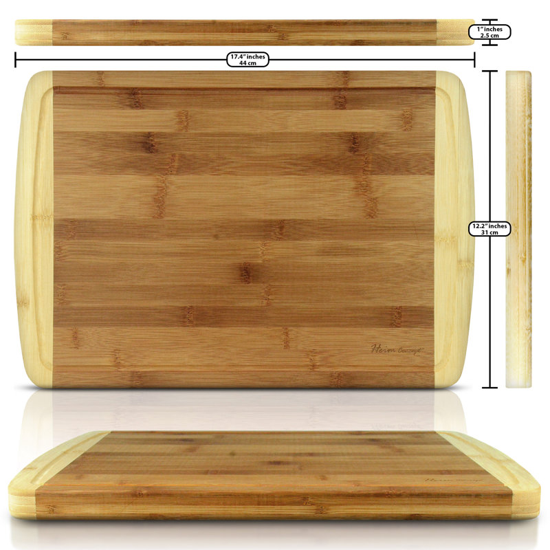 Large Rectangular Bamboo Cutting Board with Drip Groove