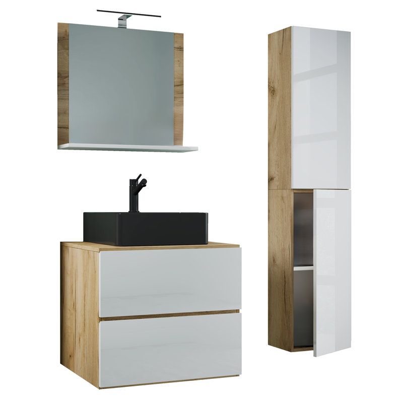 Andzelika Bathroom Furniture Suite, Brown/White