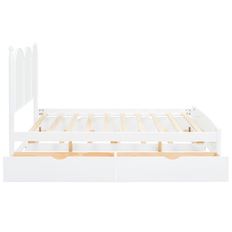 Grand lit plateforme blanc avec lit gigogne simple TG et 2 tiroirs spacieux sous le lit - Créez un espace de rangement supplémentaire dans votre chambre à coucher offrant une offre de confort durable