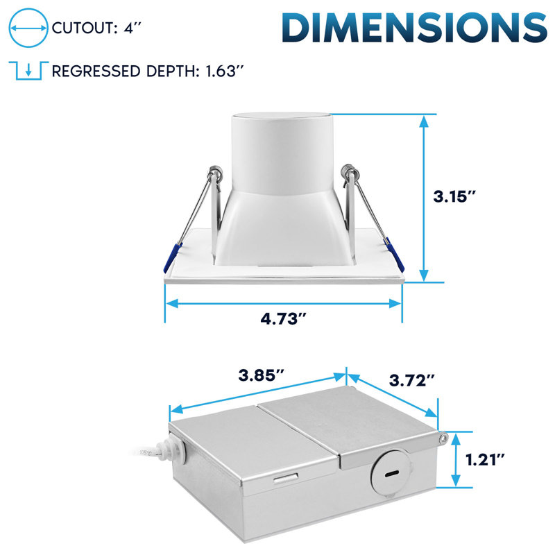 Plafonnier encastré à DEL Luxrit J-Box 12W, 5CCT 2700K-5000K 840LM