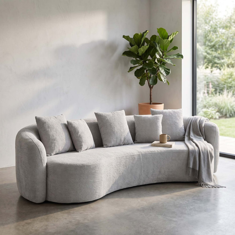 Oversized Curved Sofa with Accent Pillows