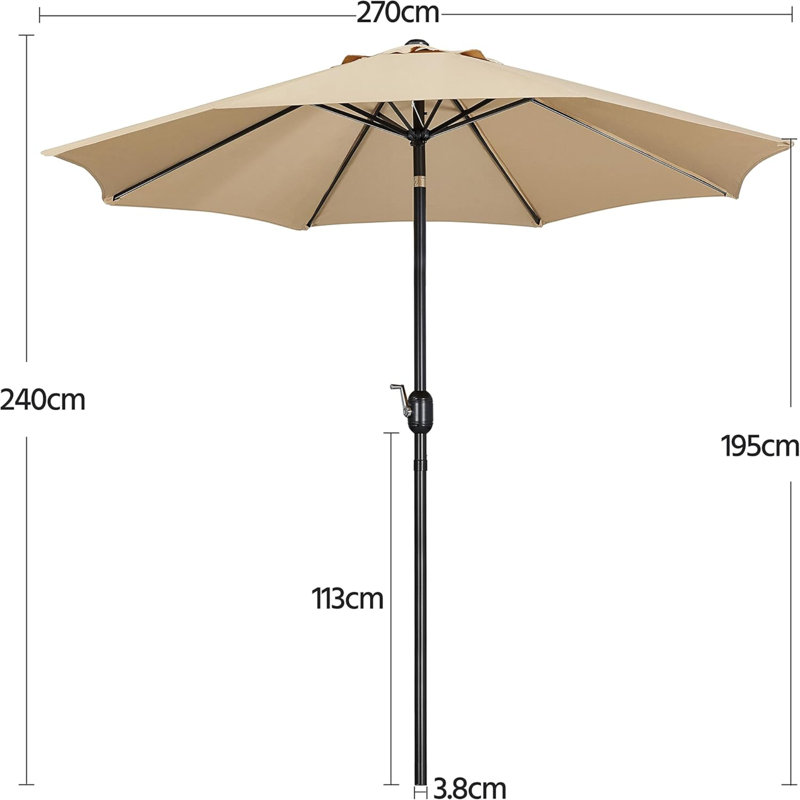 Caillan Tilt Market Parasol, Tan, 240cm H x 270cm W x 270cm D