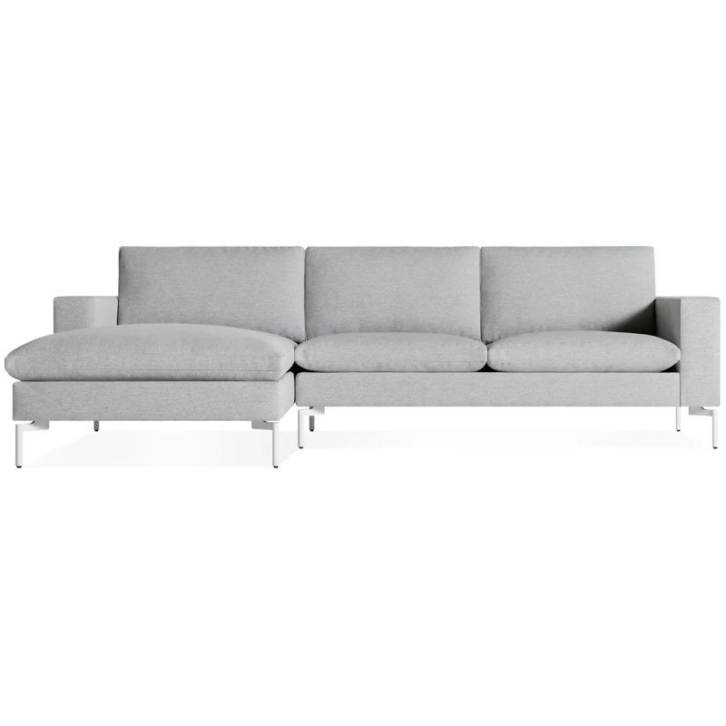 Nouveau canapé standard avec méridienne, Orienté à gauche (vu de face), Blanc, 100% polyester Spitzer gris